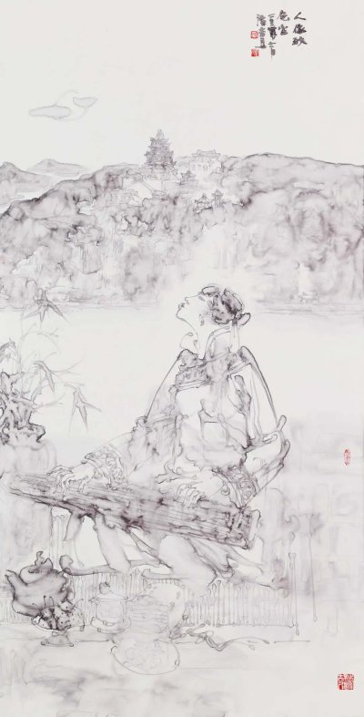 《人依秋色坐》68X136cm 2022